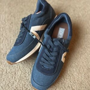 LOFT Blue and White Denim Chambray Sneakers